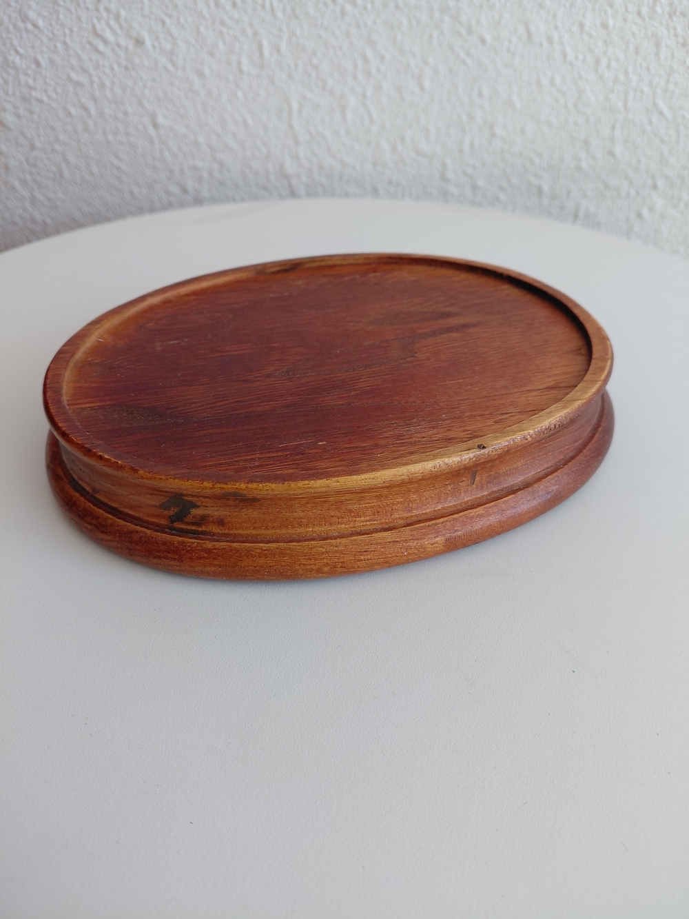 Vtg House Of Art NM Solid Wood Oval Stand Figurine Jewerly Display Made In USA.